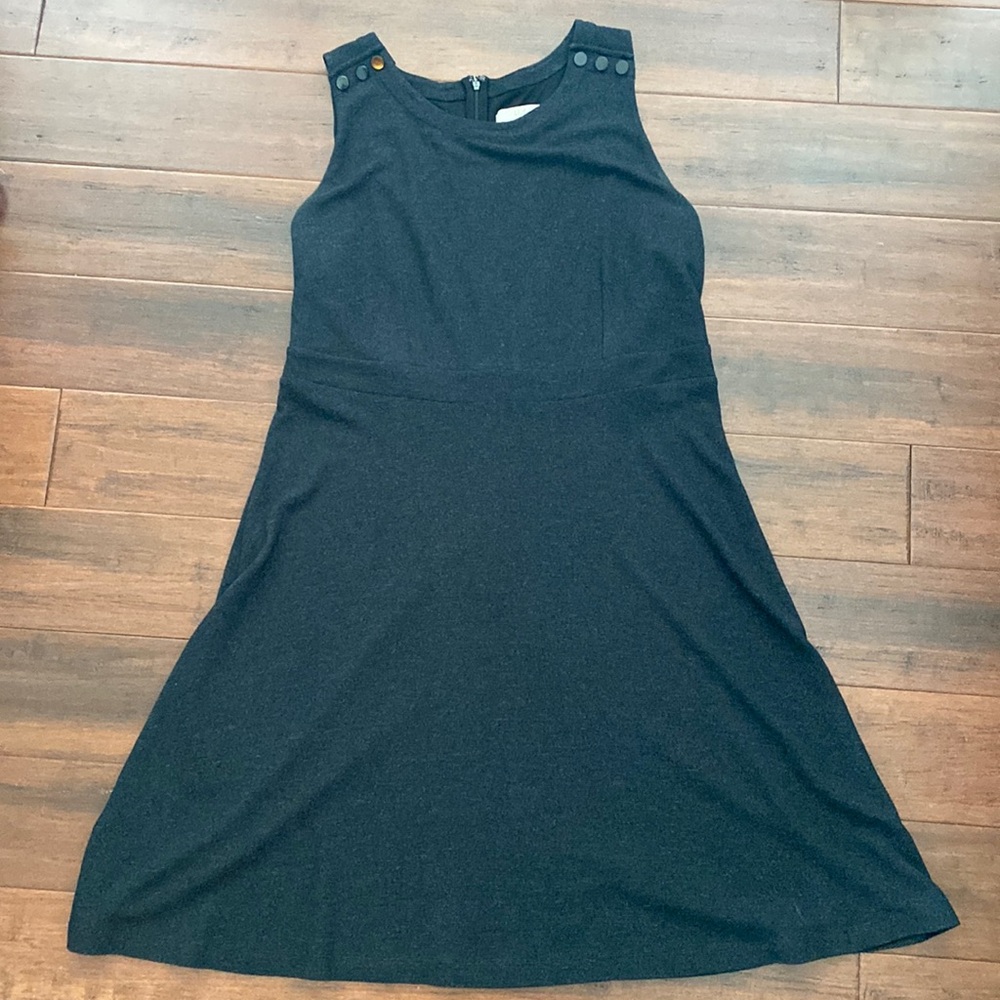 EUC Loft Charcoal Dress Sleeveless A-line Fit and Flare women’s 16